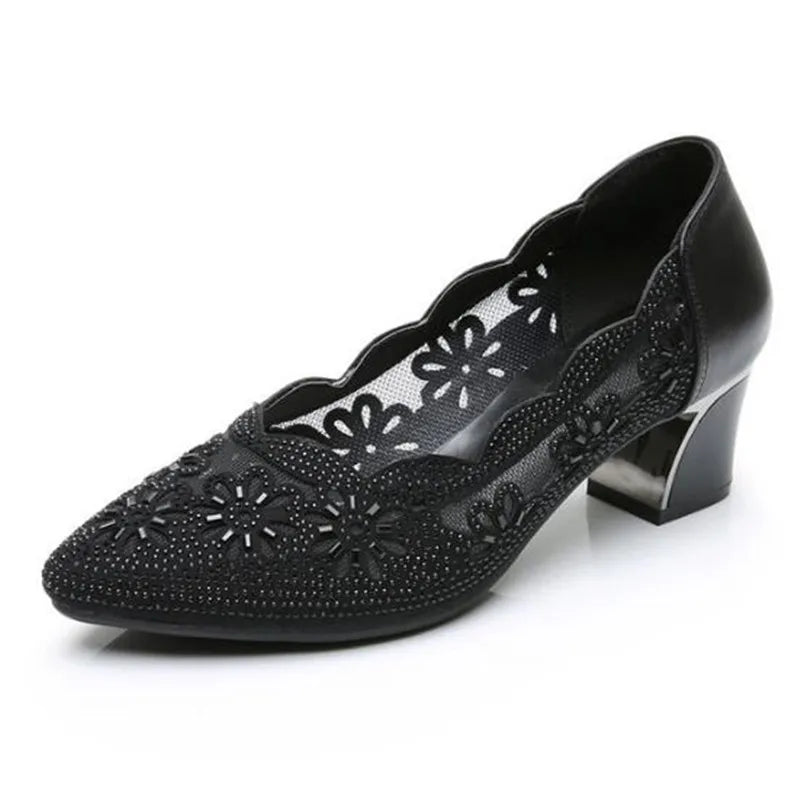 GKTINOO Sapatos Femininos 2025 Couro Genuíno Salto Quadrado