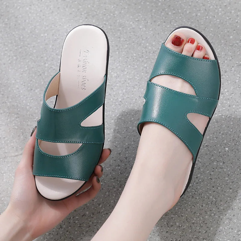 Unadan - Chinelo Super Confortável Em Couro Genuíno