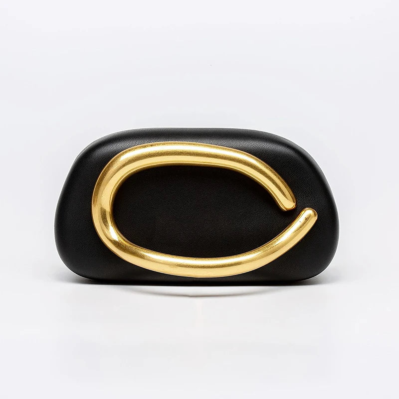 Clutch Rígida "Glamour" com Corrente e Detalhes em Gold