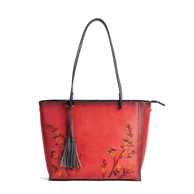 Florença Royale – mala tote em pele bovina, cor vermelho