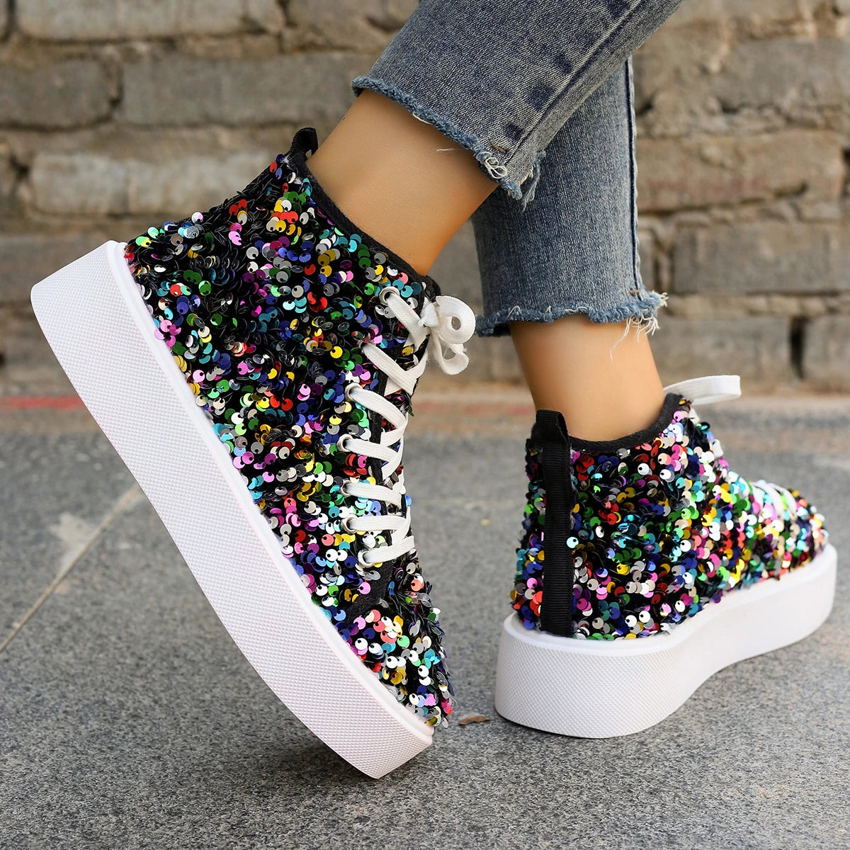 Glitter Bianca - Ténis Bota Super Confortável