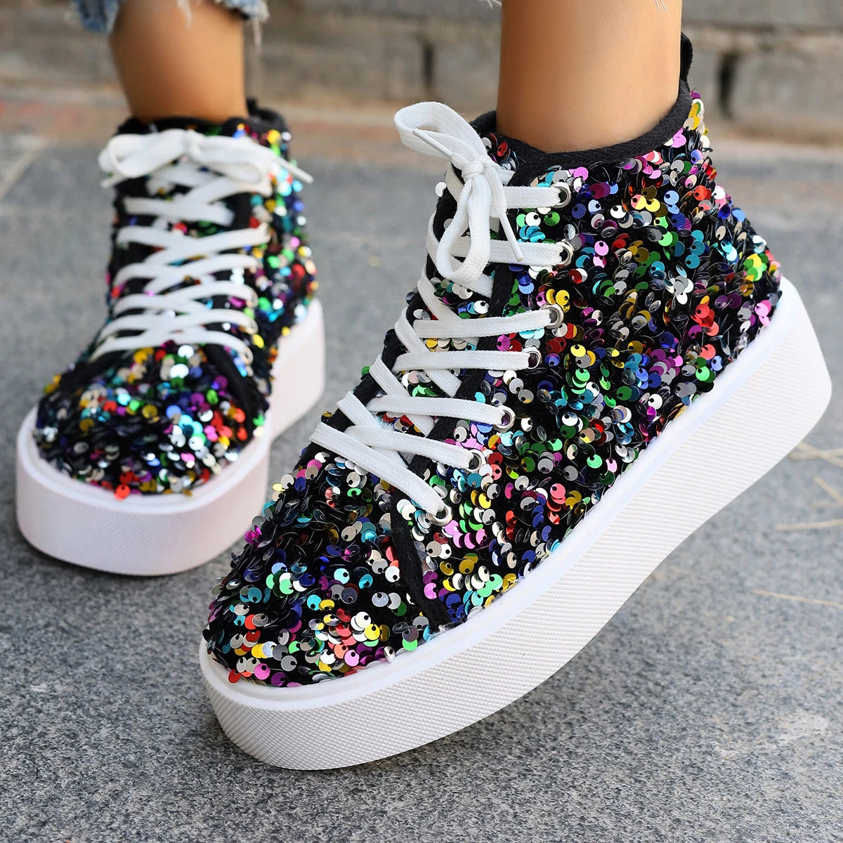 Glitter Bianca - Ténis Bota Super Confortável