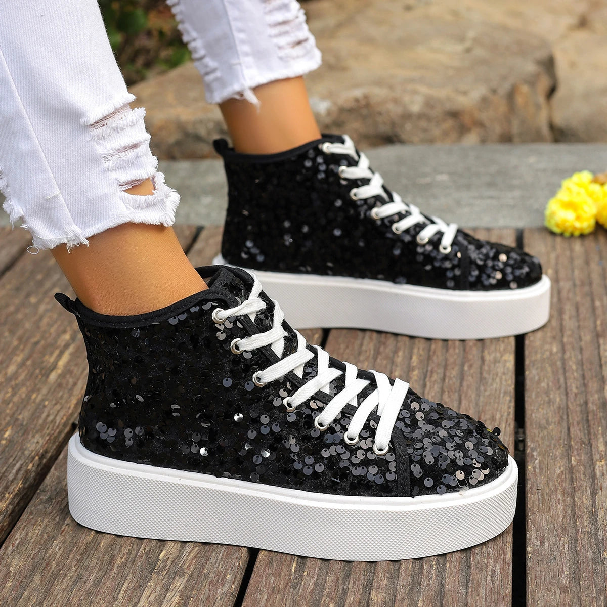 Glitter Bianca - Ténis Bota Super Confortável