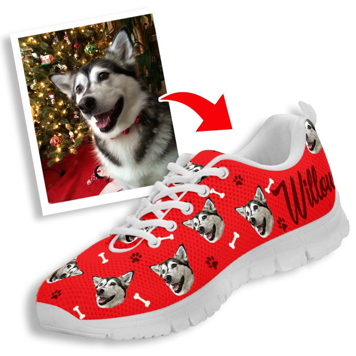 Sapatilhas personalizadas com a foto e o nome do seu animal (cão ou gato)