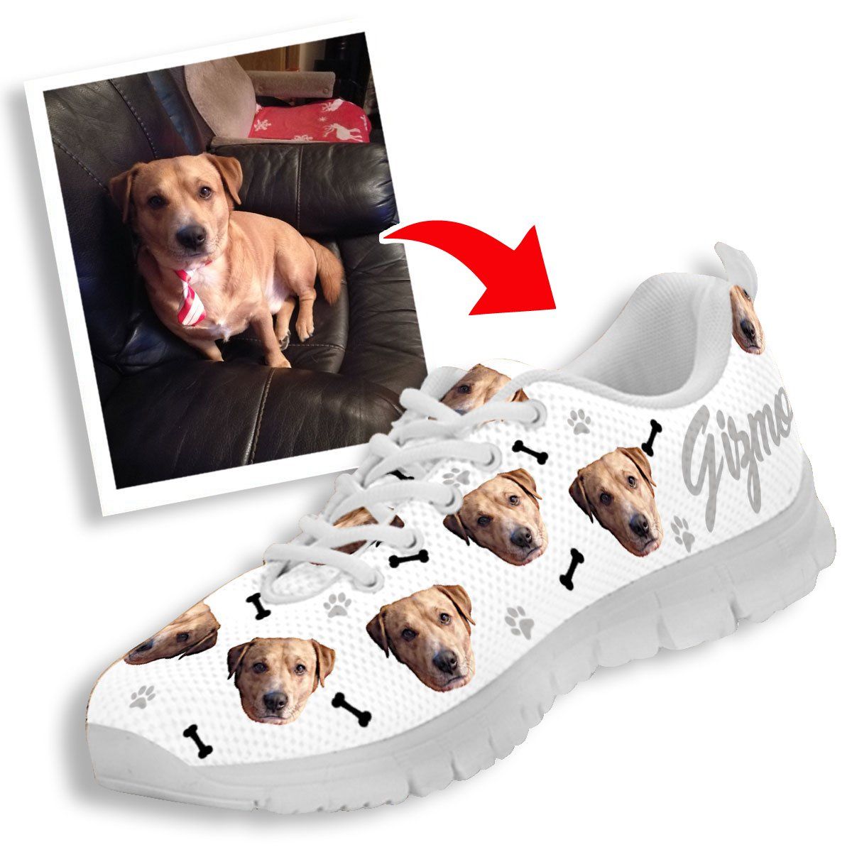 Sapatilhas personalizadas com a foto e o nome do seu animal (cão ou gato)