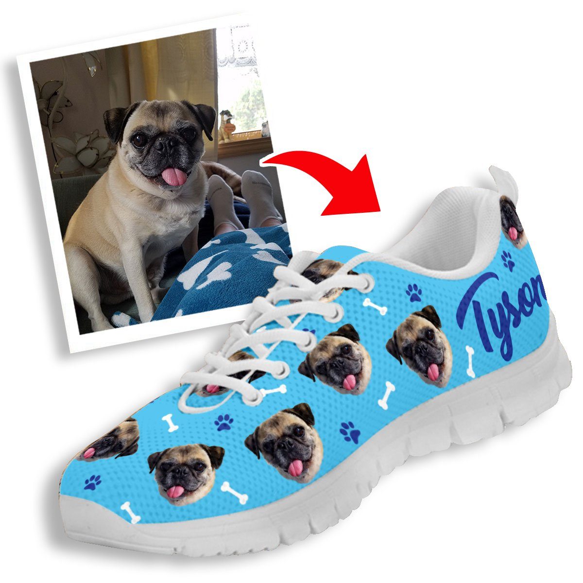 Sapatilhas personalizadas com a foto e o nome do seu animal (cão ou gato)