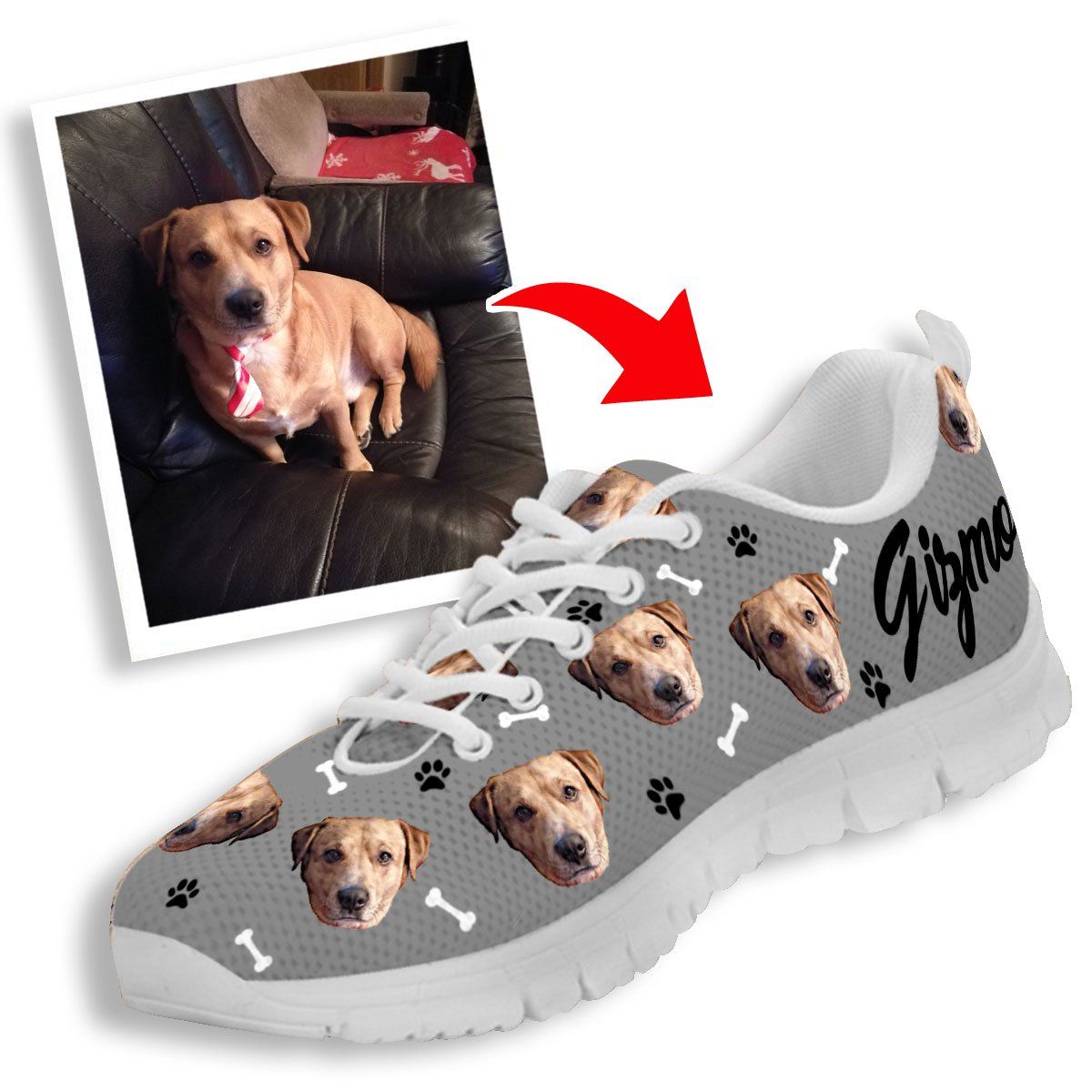 Sapatilhas personalizadas com a foto e o nome do seu animal (cão ou gato)