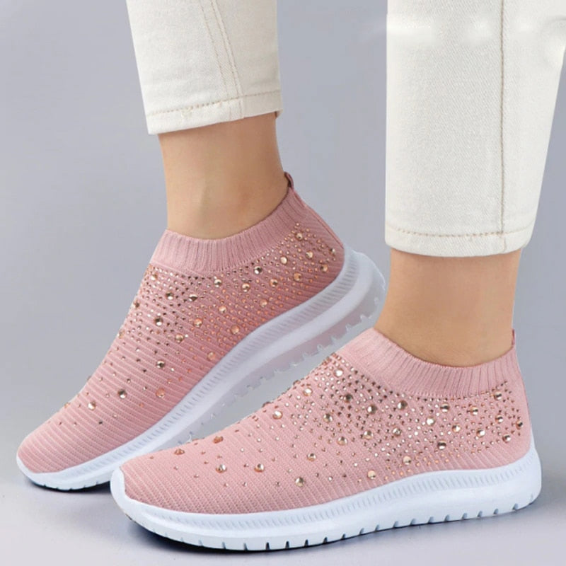 Tênis Feminino Slip On Com Cristais Tênis Feminino Slip On Com Cristais CompreBemFacil.com Rosa 35
