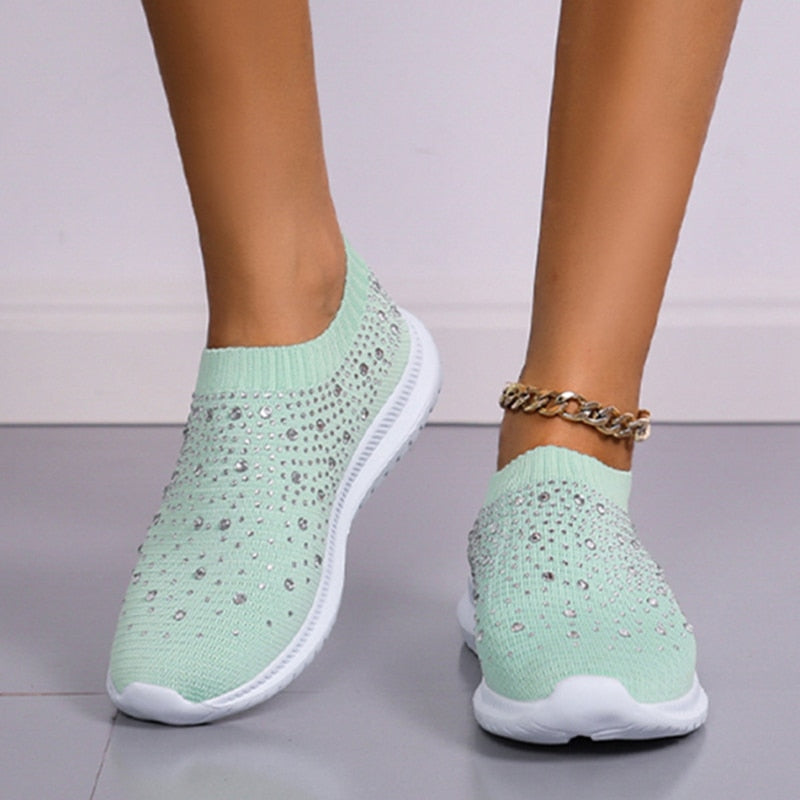 Tênis Feminino Slip On Com Cristais Tênis Feminino Slip On Com Cristais CompreBemFacil.com Verde 35