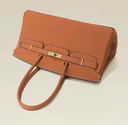 Jane Baguette – Bolsa 40 cm em Couro Genuíno Tipo Pebbled