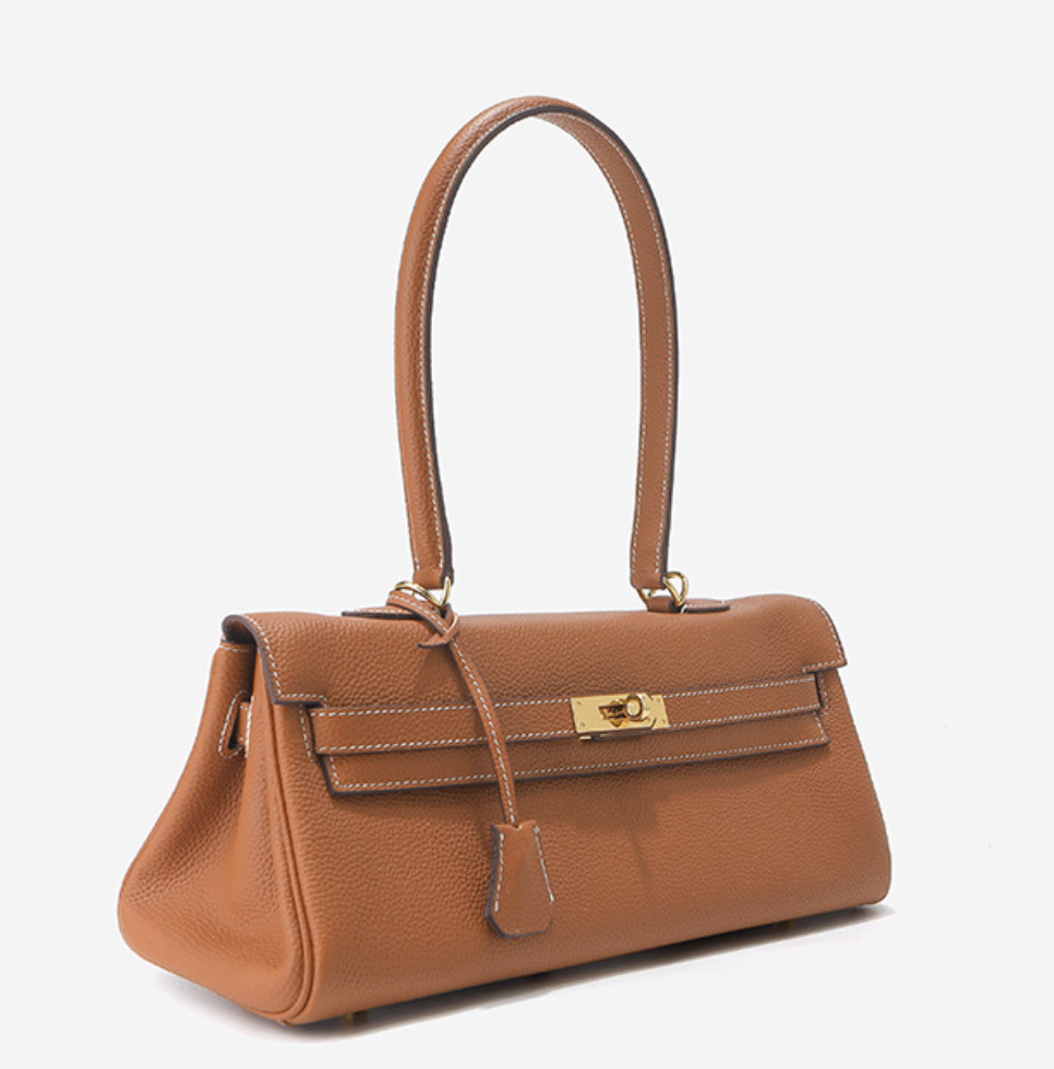 Grace Shoulder 35 – Bolsa Estruturada em Couro Genuíno Pebbled