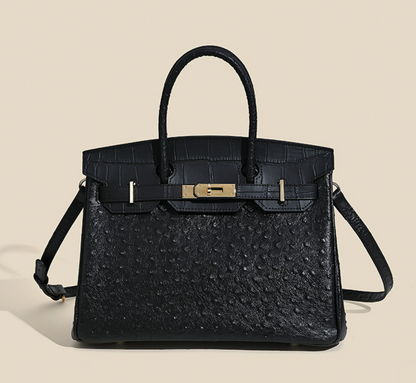 Jane Ostrich 30 – Bolsa em Couro com Textura Avestruz