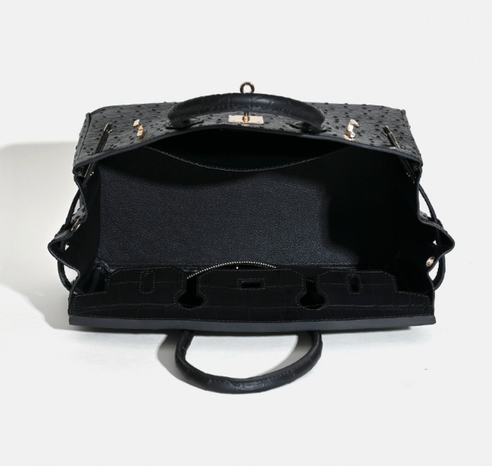 Jane Ostrich 30 – Bolsa em Couro com Textura Avestruz