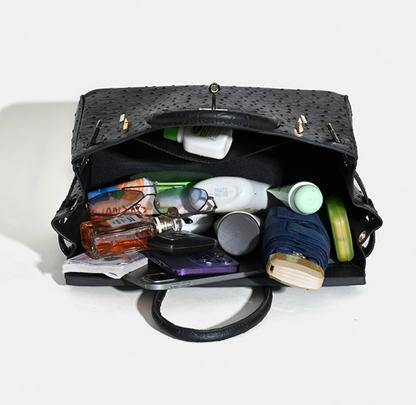 Jane Ostrich 30 – Bolsa em Couro com Textura Avestruz