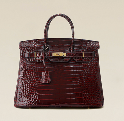 Jane Croco – Bolsa Estruturada em Couro Genuíno com Textura Crocodilo