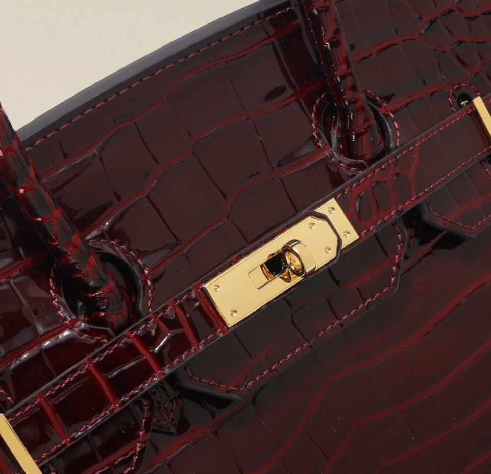 Jane Croco – Bolsa Estruturada em Couro Genuíno com Textura Crocodilo