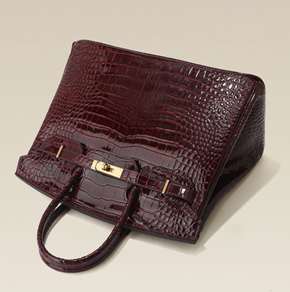 Jane Croco – Bolsa Estruturada em Couro Genuíno com Textura Crocodilo