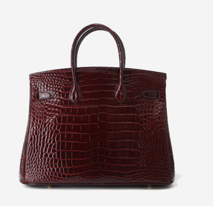 Jane Croco – Bolsa Estruturada em Couro Genuíno com Textura Crocodilo