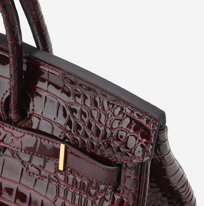 Jane Croco – Bolsa Estruturada em Couro Genuíno com Textura Crocodilo