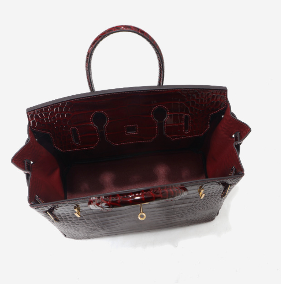 Jane Croco – Bolsa Estruturada em Couro Genuíno com Textura Crocodilo