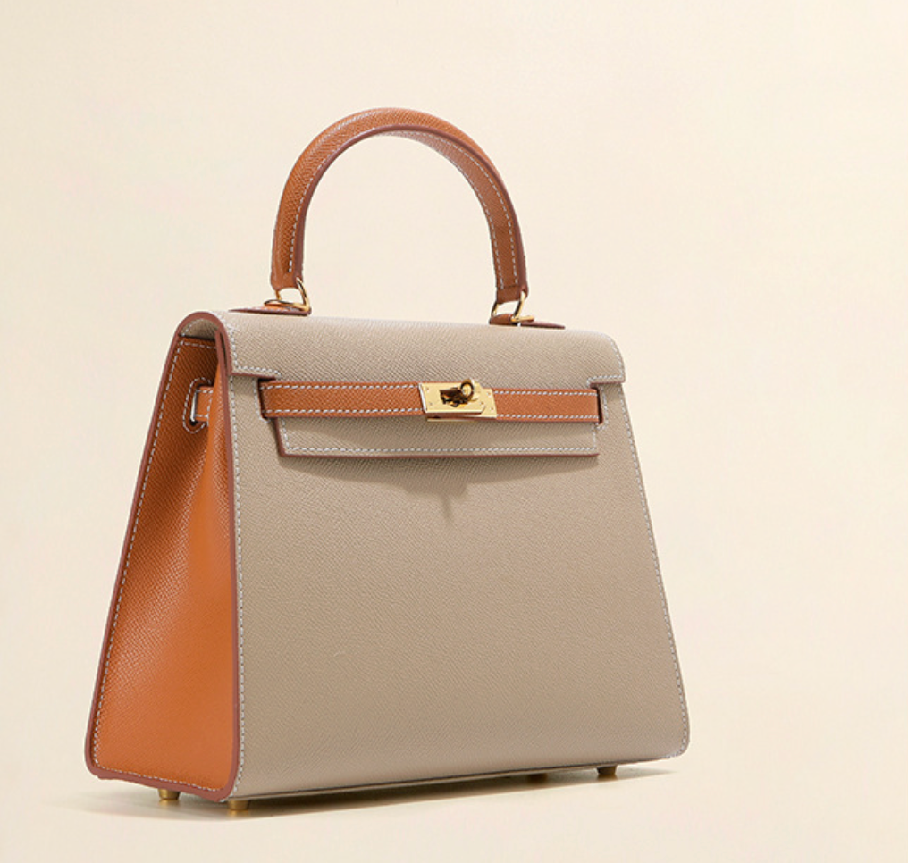 Grace Duo  – Bolsa Estruturada em Couro Genuíno Pebbled ( 22 CM e 25 CM )