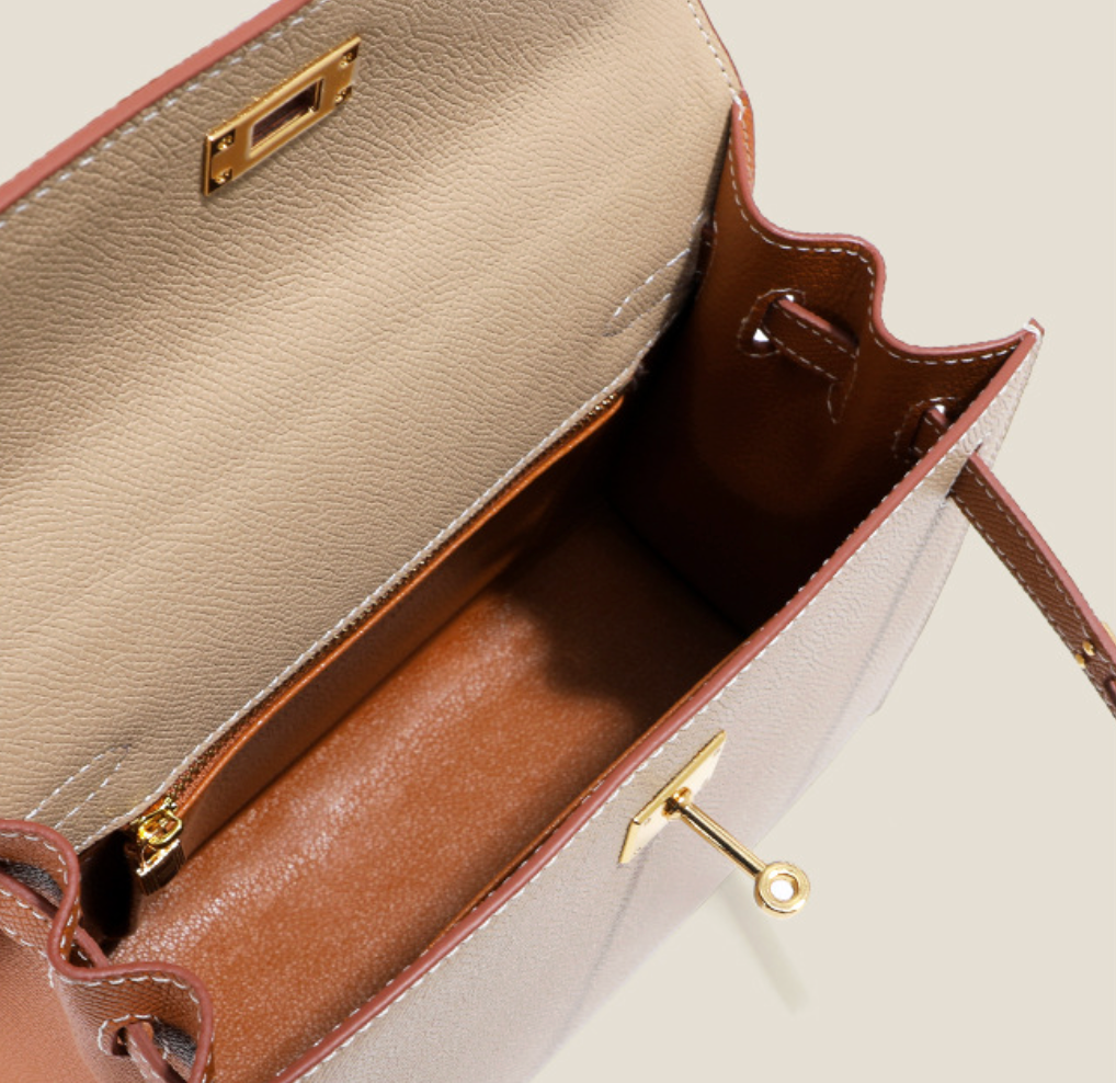 Grace Duo  – Bolsa Estruturada em Couro Genuíno Pebbled ( 22 CM e 25 CM )