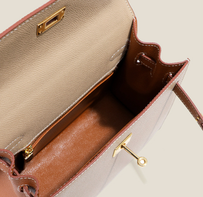 Grace Duo  – Bolsa Estruturada em Couro Genuíno Pebbled ( 22 CM e 25 CM )