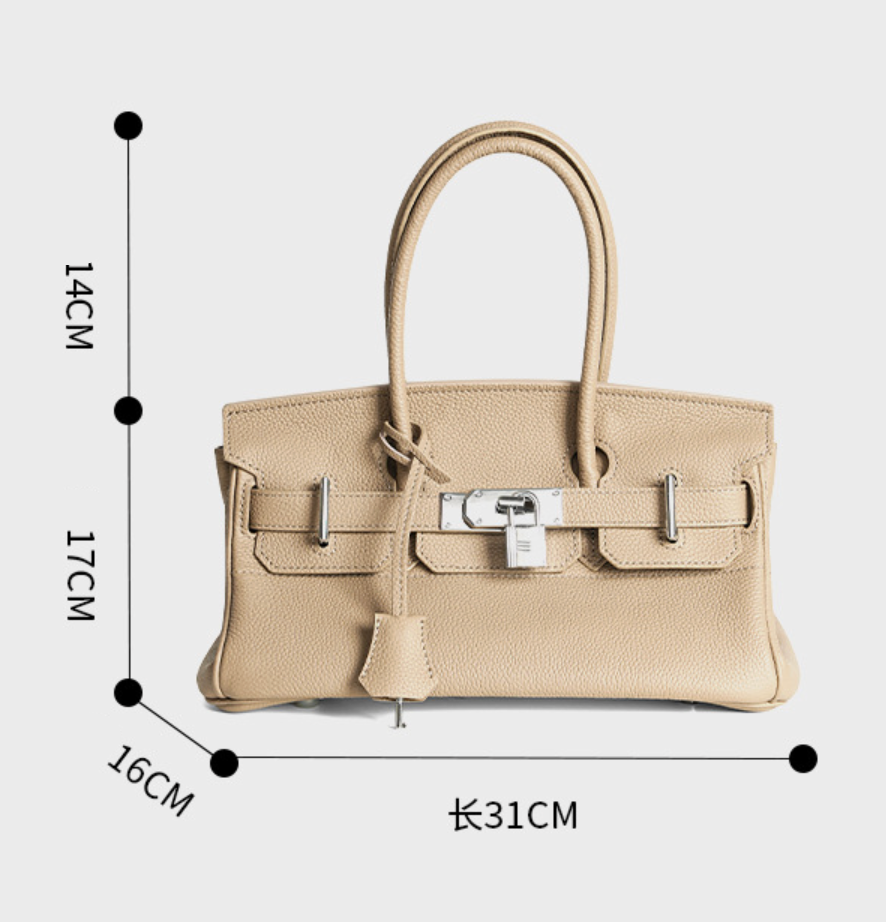 Jane Shoulder – Bolsa Estruturada em Couro Genuíno Pebbled