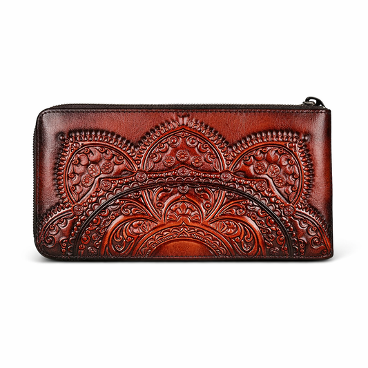 Carteira Floral Mei Vintage – Em Couro Genuíno Premium