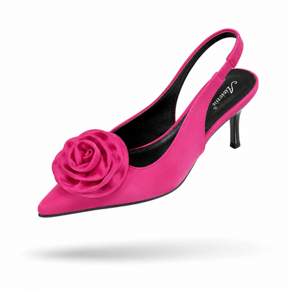 Sapatos Elegantes Flor de Cetim – Salto Fino