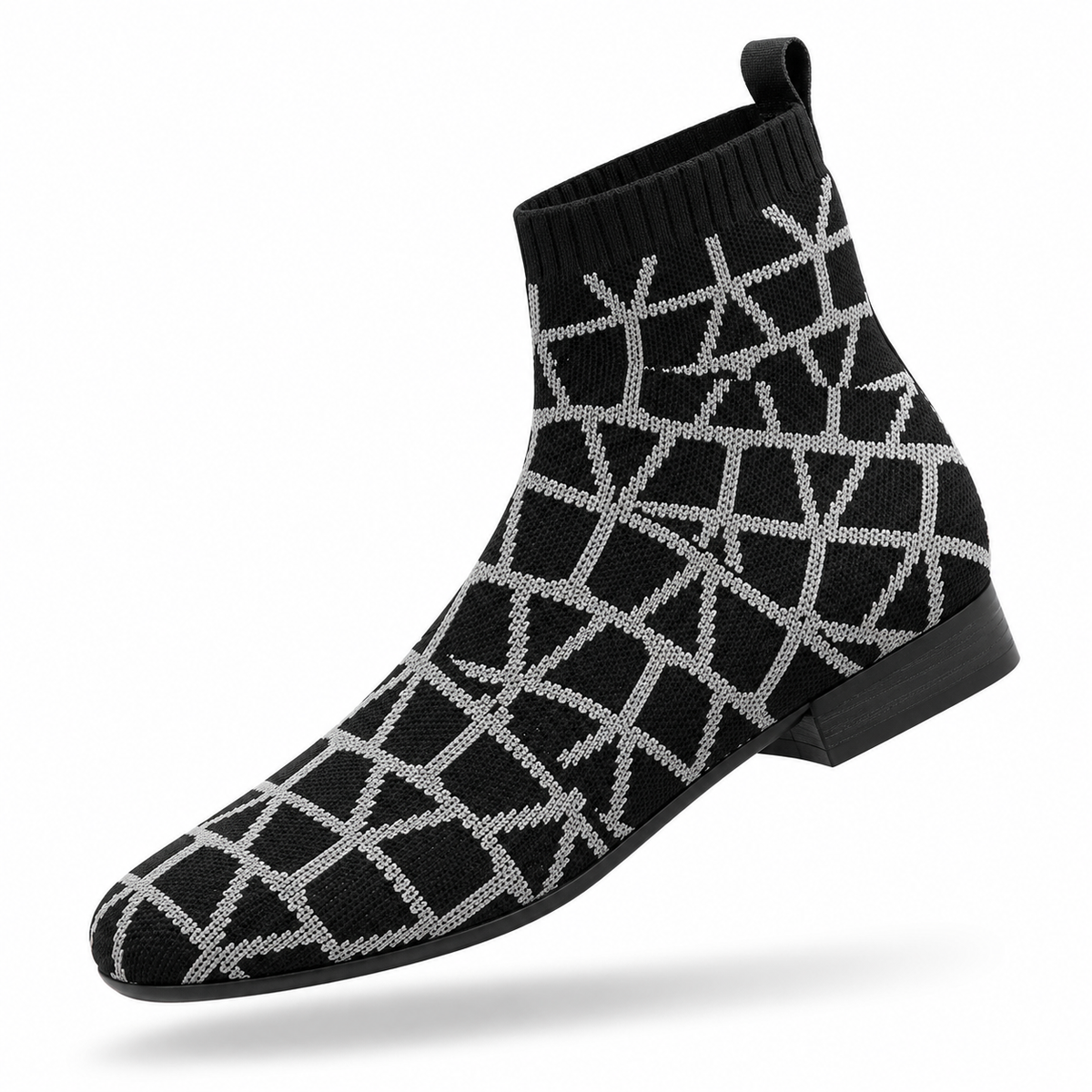 Cross-border 2025 Autumn Slimming High-Heeled Fashion Boots, Foreign Trade Color-Blocked Plus Size Stiletto Heel Knitted Elastic Ankle Sock Boots for Women, Size 43