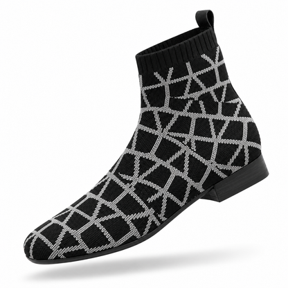 Cross-border 2025 Autumn Slimming High-Heeled Fashion Boots, Foreign Trade Color-Blocked Plus Size Stiletto Heel Knitted Elastic Ankle Sock Boots for Women, Size 43