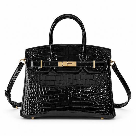 Jane New Croco  – Bolsa Estruturada em Couro Genuíno com Textura Crocodilo