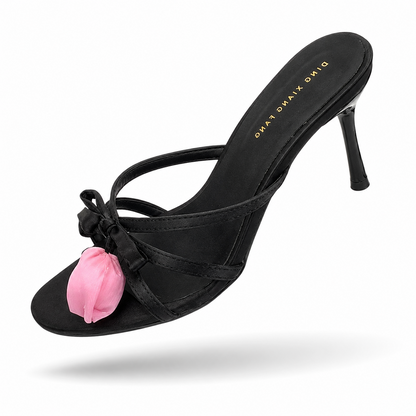 Valentina Satin - Mules Elegantes de Salto Femininas
