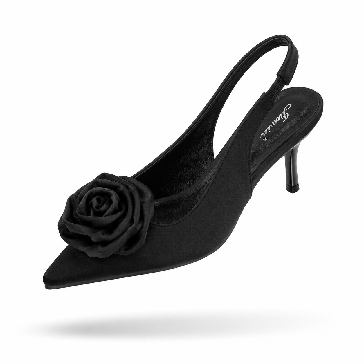 Sapatos Elegantes Flor de Cetim – Salto Fino