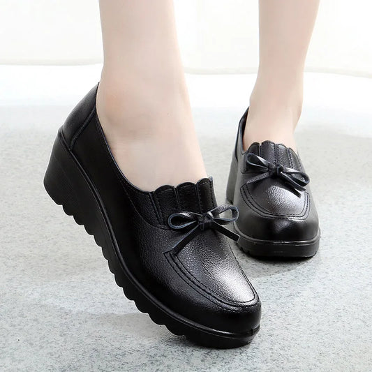 Sapatos Femininos Slip On Cunha Confortável Casual