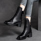 GKTINOO Botas Femininas Couro de Vaca Salto Quadrado 6 cm