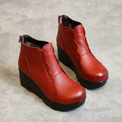 Bottines compensées pour femmes GKTINOO, en cuir véritable avec doublure souple