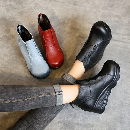 Bottines compensées pour femmes GKTINOO, en cuir véritable avec doublure souple