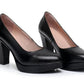 Sapatos Femininos Couro Genuíno Salto Alto Preto Plus Size
