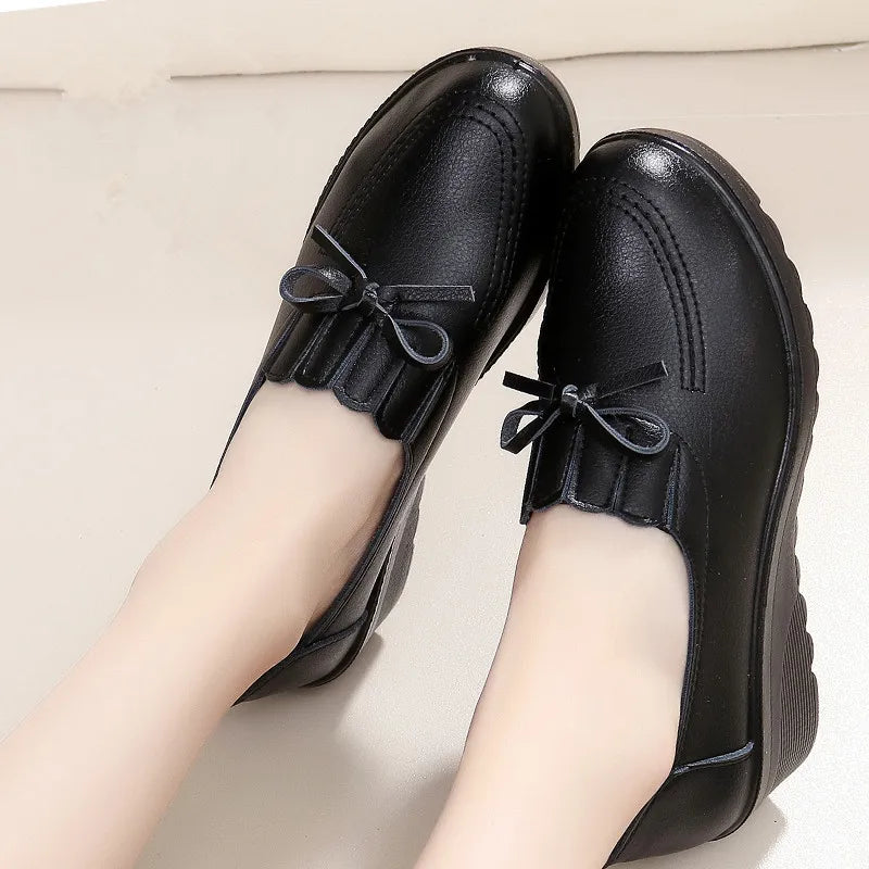 Sapatos Femininos Slip On Cunha Confortável Casual
