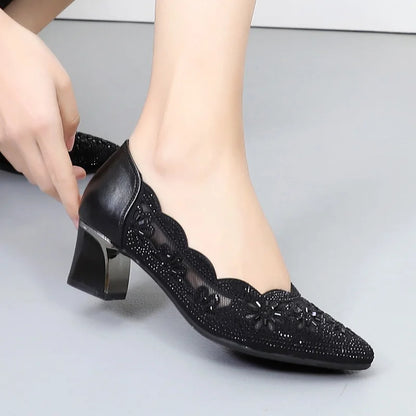 Chaussures pour femmes GKTINOO 2025, talon carré en cuir véritable