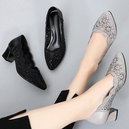 Chaussures pour femmes GKTINOO 2025, talon carré en cuir véritable