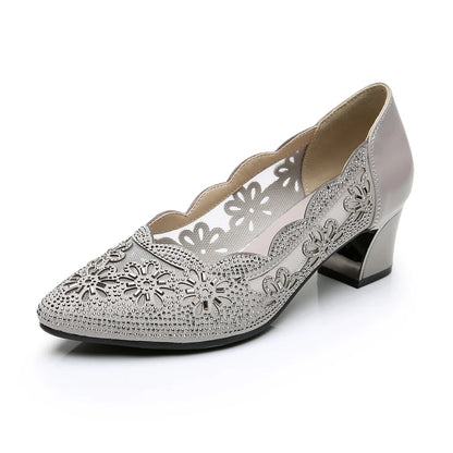 Chaussures pour femmes GKTINOO 2025, talon carré en cuir véritable