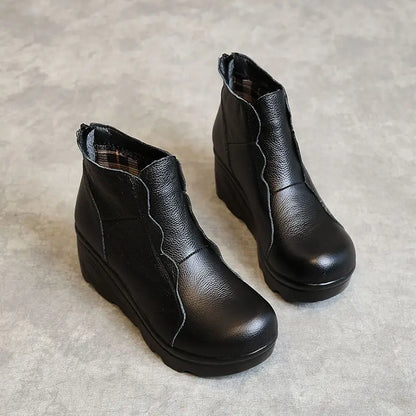 GKTINOO Botas Ankle Wedge Femininas Pele Genuína Forro Macio