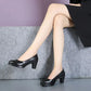 Sapatos Femininos Couro Genuíno Salto Alto Preto Plus Size