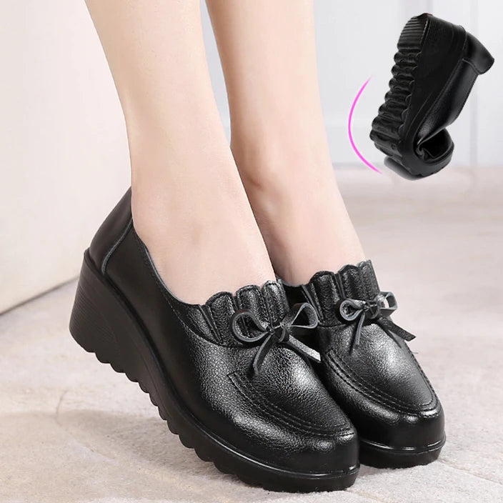 Sapatos Femininos Slip On Cunha Confortável Casual
