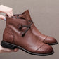 Botas de Couro Genuíno Femininas Confortáveis Zíper Lateral