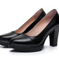 Sapatos Femininos Couro Genuíno Salto Alto Preto Plus Size