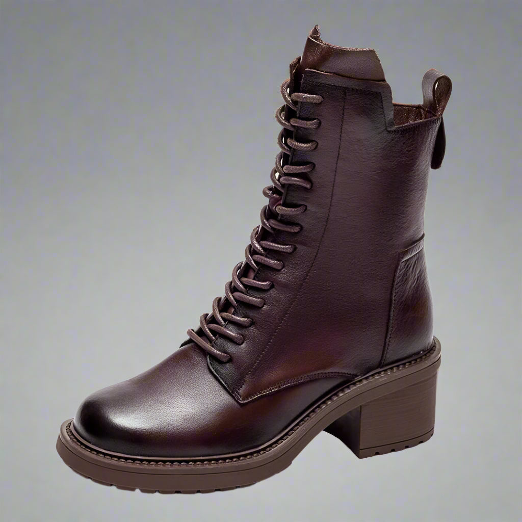 GKTINOO Botas Femininas Couro de Vaca Salto Quadrado 6 cm
